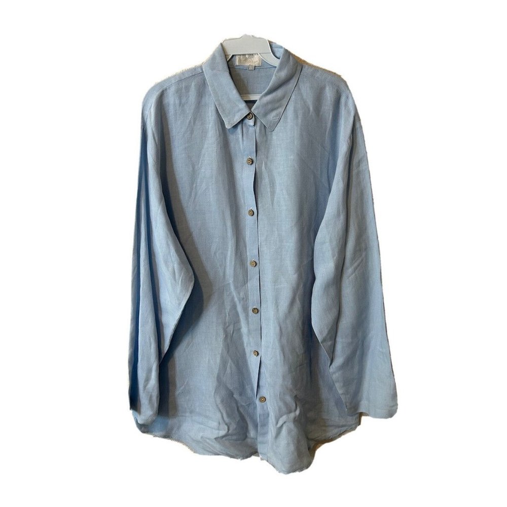 Soft Surroundings Linen Button Front Tunic Shirt - image 1